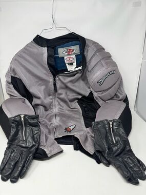 Vintage 2003 Joe Rocket Gray Motorcycle Jacket with Black Accents men size  LG